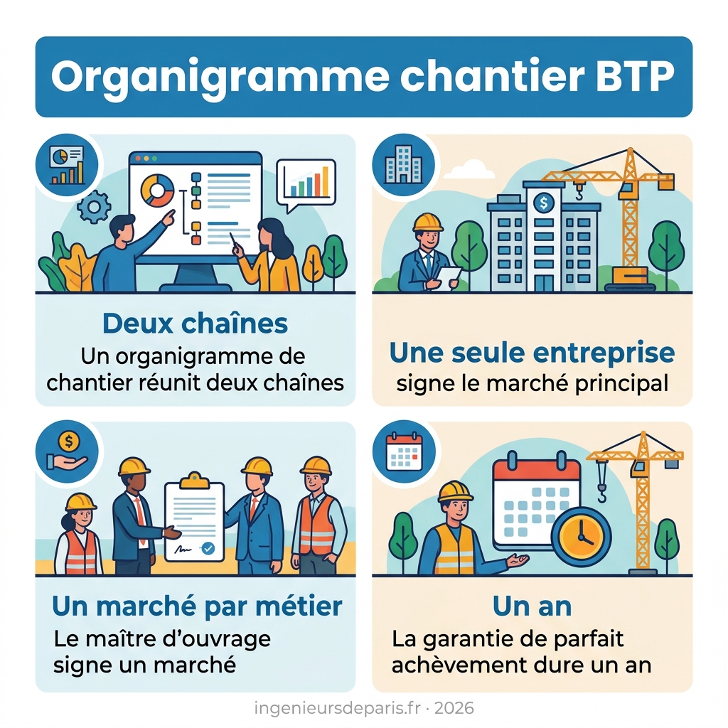 Infographie — organigramme chantier btp